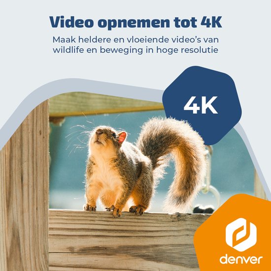 Denver-Wildkamera mit Nachtsicht und WLAN – 4K Ultra HD – 48 MP – WLAN – Smartphone-App – LCD-Bildschirm – Wiederaufladbares Solarpanel – WSW8120 – Modell 2026