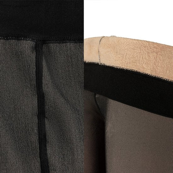 Fleece-Strumpfhose – Schwarz/Nude – Größe L/XL – Hautfarbene Thermo-Strumpfhose – Laufmaschenfrei – Fleece-Leggings für Damen