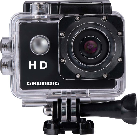 Grundig Action Camera HD720P - Unterwasserkamera - Wasserdicht bis zu 30M - 2" LCD Bildschirm - Inkl. diversem Zubehör - Bewegungserkennung - Schwarz