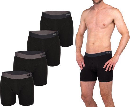 Bamboo Elements – Boxershorts für Herren – Bambus – 4er-Pack – Schwarz – Herrenunterwäsche – Boxershorts für Herren – Boxershorts aus Bambus für Männer