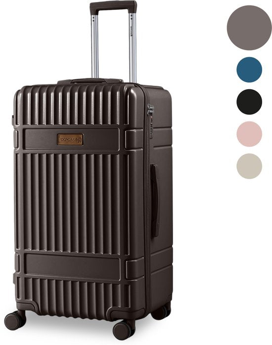 SKYCASES Trunk Travel Suitcase - Classic Heritage - Extra großer Koffer - 110L - TSA-Schloss - leichter Trolley - 78x44x36 cm - Trunk Roll Case - Spinner Wheels - Braun