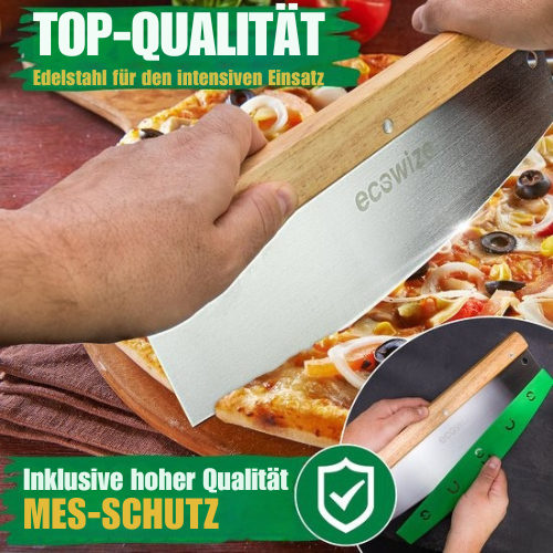 Ecowize - Professioneller Pizzaschneider - 32cm - Edelstahl mit Holzgriff