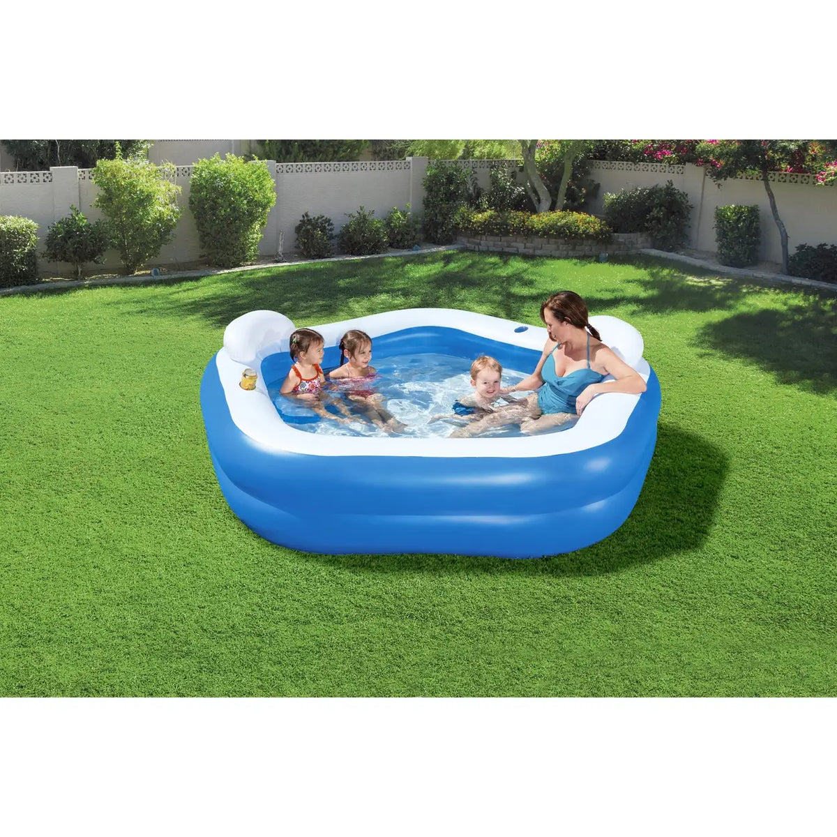 Bestway Aufblasbares Familienschwimmbecken „Backyard Oasis“ – 213 x 206 x 69 cm