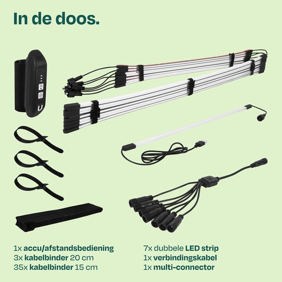 VONROC LED-Sonnenschirmbeleuchtung – 15 Lichtleisten – warmweiß – für VONROC-Schwebesonnenschirme der Modelle Bardolino und Pisogne oder mit Streben ab 69 cm – wiederaufladbarer 2600-mAh-Akku – (Sonnenschirm nicht im Lieferumfang enthalten)