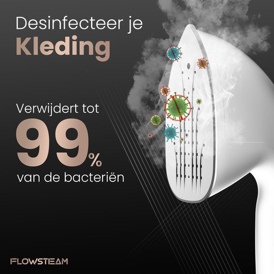 Flowsteam PRO Wäschedampfer – 1950 W – 2,2 L – 150 min – Inkl. Bügelbrett - Weiß