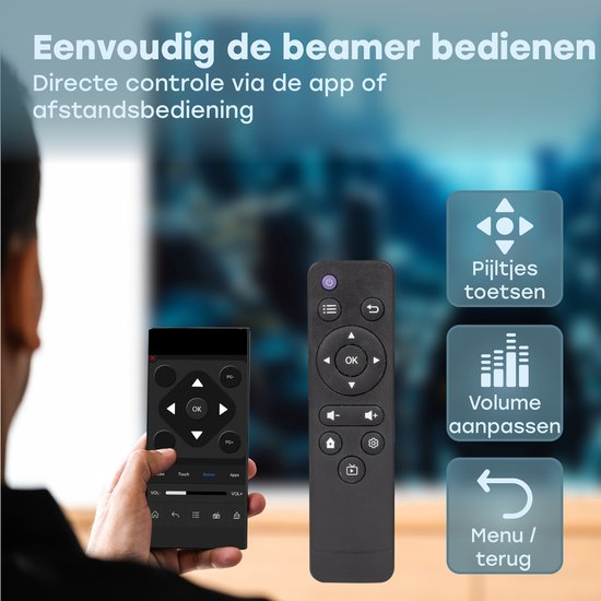 Audyn Beamer - Full HD 1080P - Tragbarer Mini-Beamer - Drahtloser Projektor - Wifi und Bluetooth - Beamer - Hdmi, Usb und Aux - Weiß