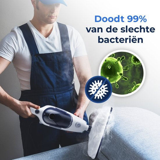 URGOODS - Hochdruck 2-in-1 Dampfreiniger & Händetrockner - Weißer Kunststoff - Inklusive 8 Aufsätze & 2 Mikrofasertücher - Für Boden & Sofa - Multifunktional & Hygienisch