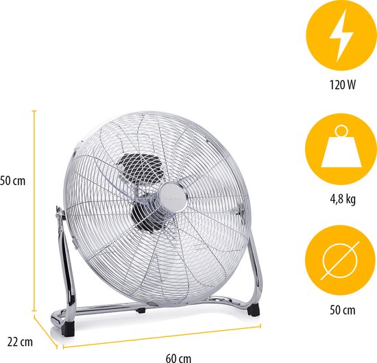 Tristar Metall-Standventilator 50 cm – 3 Stufen – Boxventilator – 130° verstellbar – starker Luftstrom – VE-5885