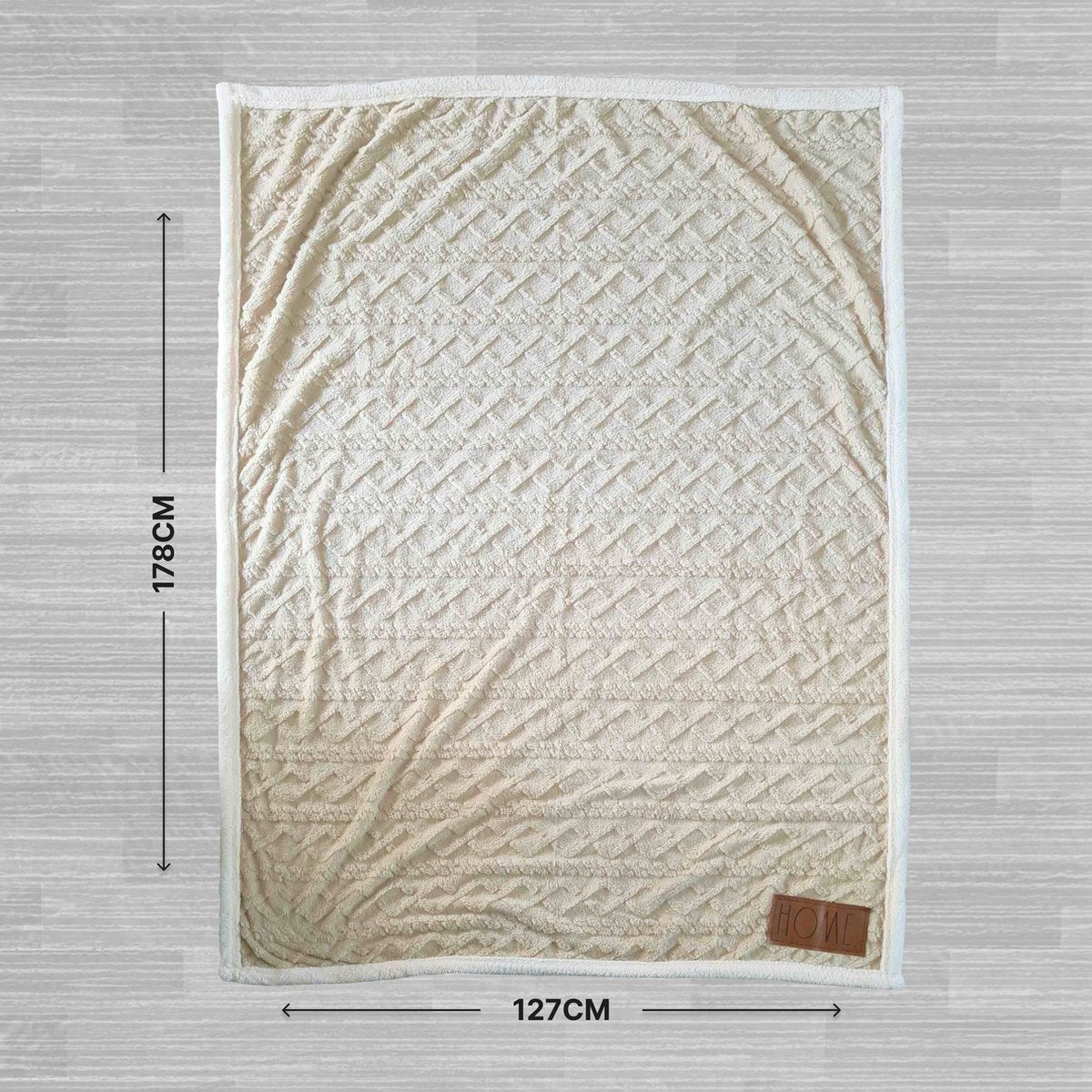 O'DADDYÂ® Plaid beige mit weißer Paspel - Plaids superweich - Decke 135x185 cm