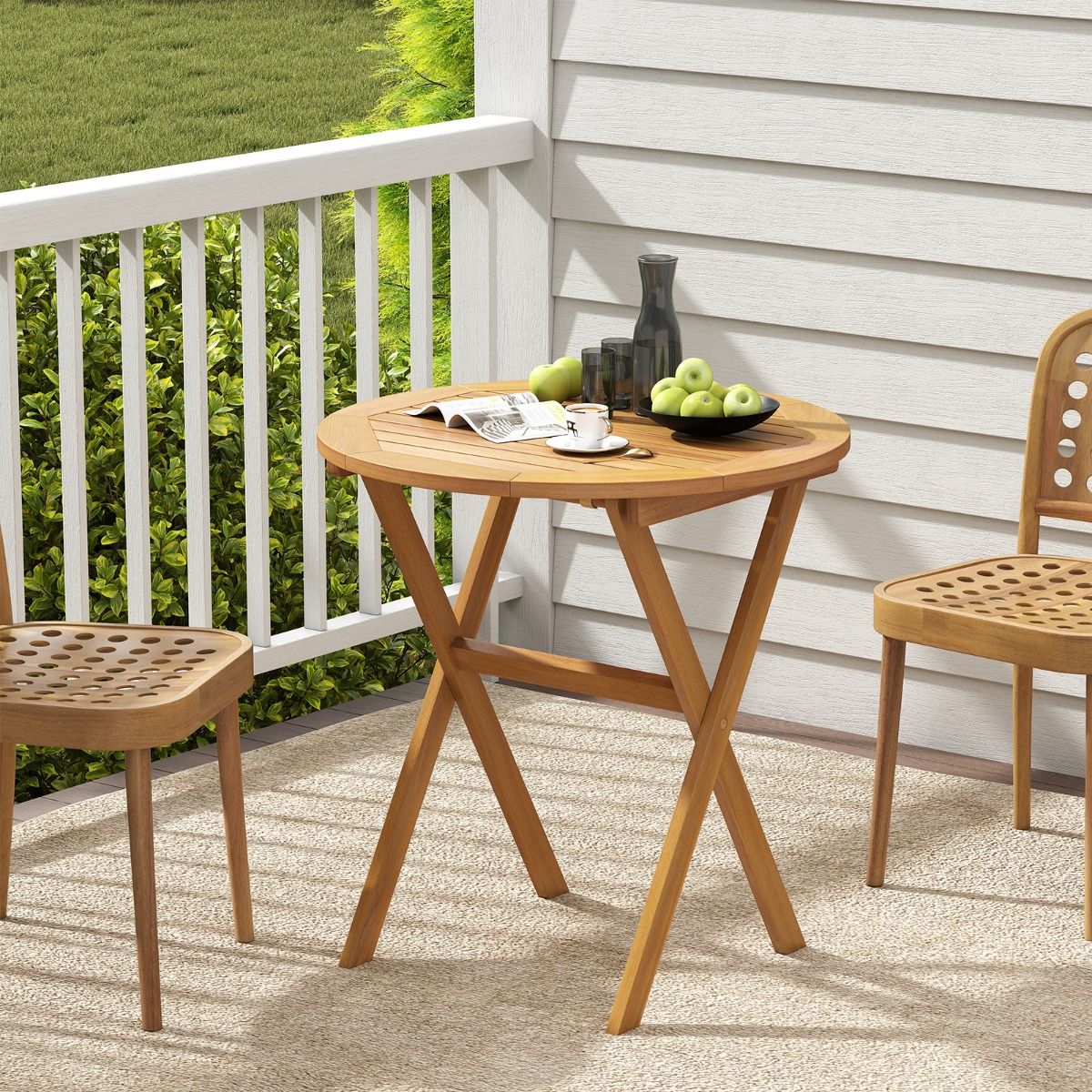 Coast runder Gartentisch – klappbar – Akazienholz – 67 cm – naturbelassen