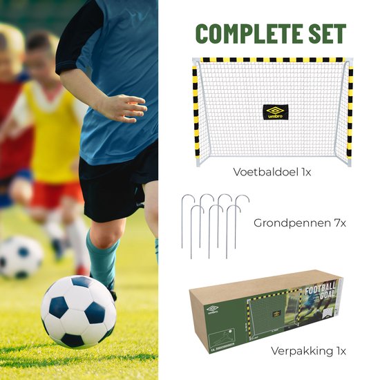 Umbro - Fußballtor groß - Metall - 300 x 200 x 90cm - schwarz/gelb