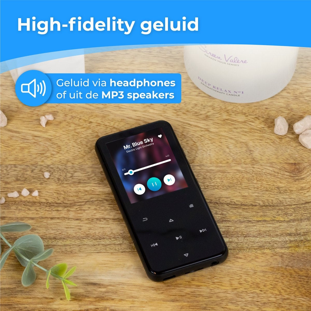 Nuvance - MP3 Player Bluetooth - 16GB interner Speicher - Unterstützung von bis zu 128GB - Voice Recorder Digital - mit FM Radio - Schwarz