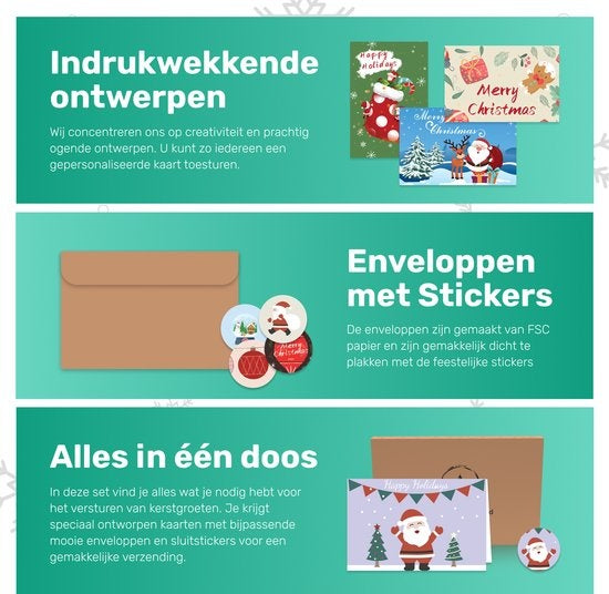 Giftmas Weihnachtskarten - Grußkarten - 36 Stück - Mit Umschlägen und Aufklebern - 10x15cm