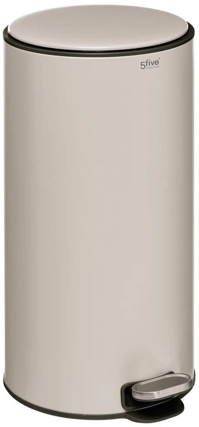 5Five Mülleimer/Treteimer Delta – beige – Metall – 30 Liter – 39 x 33 x 62 cm – Küchenabfalleimer