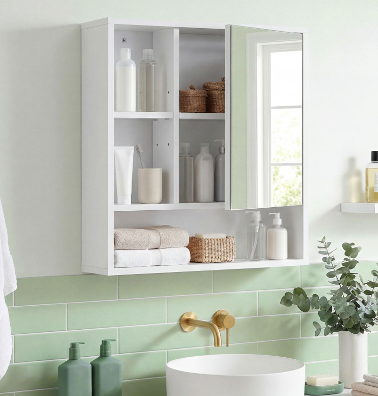 Coast Wandschrank mit Spiegel und verstellbarem Einlegeboden – 56 x 16 x 61 cm