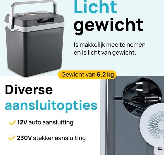 MOA - Elektrische Kühlbx - Mit Wärmehaltungsfunktion- 12V und 230V - 32Liter - Grau