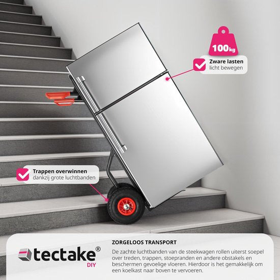 tectake - Trolley bis 100kg - Transportwagen - robust mit ausziehbarem Rahmen.