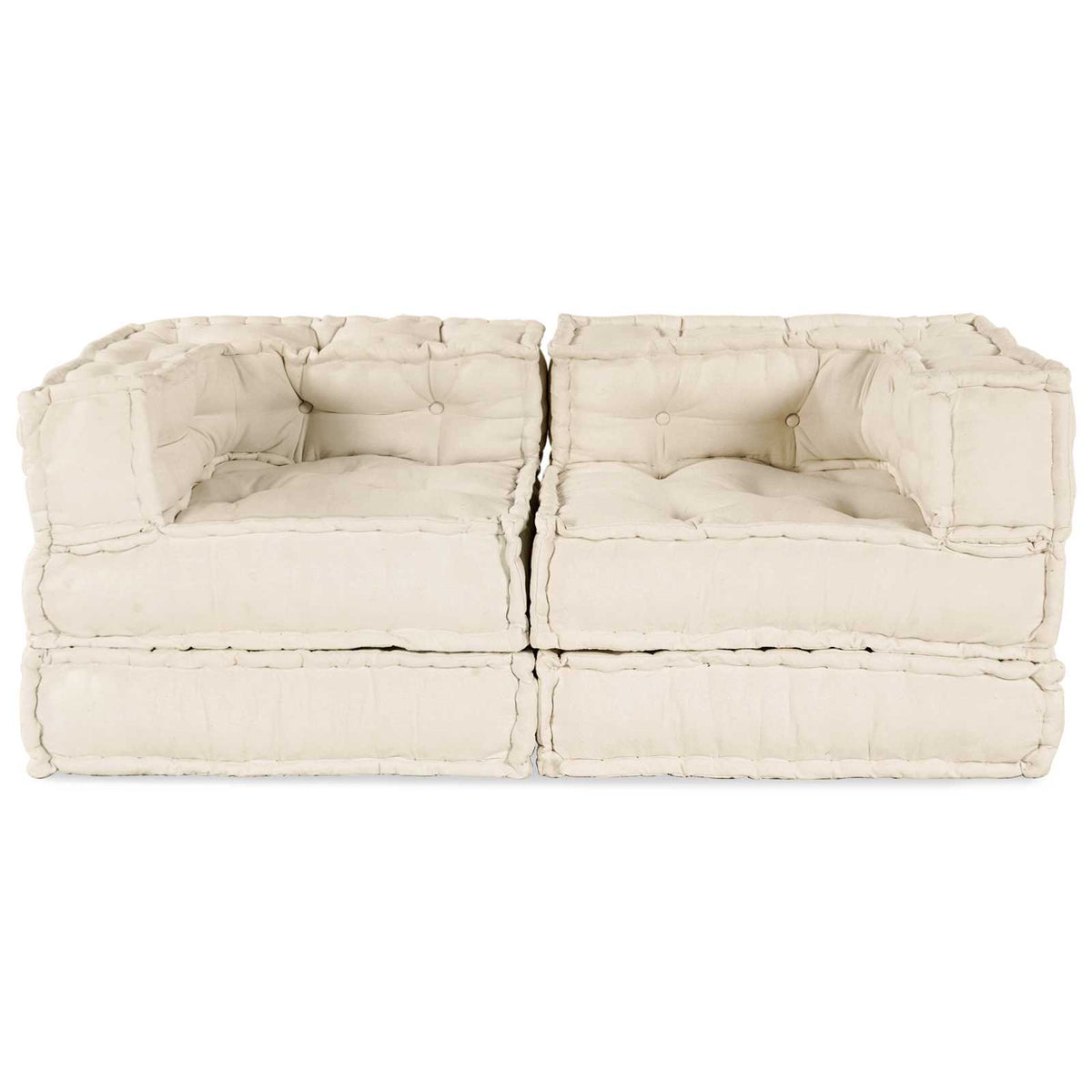vidaXL Modulares Ecksofa, 2-teilig – cremefarben – für drinnen und draußen – 140 x 70 x 56 cm