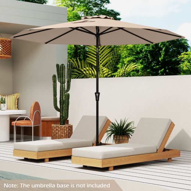 Coast Terrassen-Sonnenschirm 303 cm Braun - Kippbarer Sonnenschirm mit Kurbel & 8 Baleen Doppellagig für Garten, Terrasse & Schwimmbad