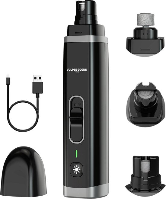 Vulpes Goods®Home Elektrische Nagelfeile - Diamantfeilenkopf - Wiederaufladbar - Schwarz