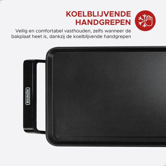 Bourgini Grillplatte XXL – Backblech – Grillgerät – 90 x 24 cm – Teppanyaki – 8–10 Personen – Antihaftbeschichtung – 2200 W