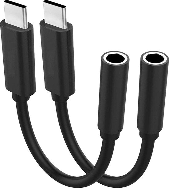 Techvavo® 2er-Set – USB-C-auf-3,5-mm-AUX-Adapter – Typ-C-auf-AUX-Anschluss – USB-C-auf-Kopfhörerbuchse – Audiobuchse auf USB-C – 3,5-mm-Audiobuchse – Audiobuchse-USB-C – Audiobuchse-Kabel – Geeignet für Samsung