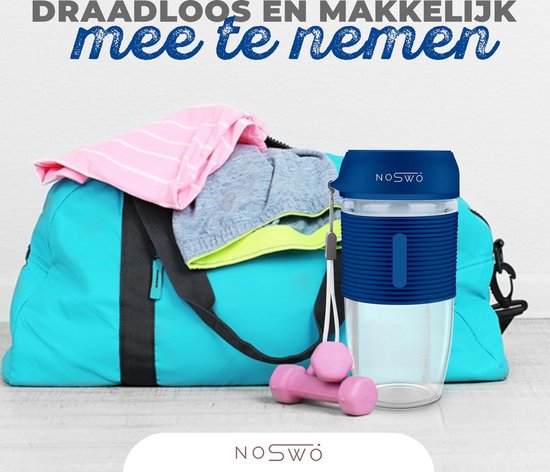 Noswo Blender To Go - Tragbarer Mixer - Tragbarer Mixer - Mini-Mixer für unterwegs - Smoothie Maker - Kabelloser Mixer - Blau