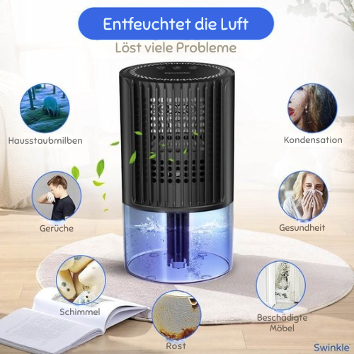 Swinkle® - Luftentfeuchter - Entfeuchtet bis zu 0,35 Liter pro Tag - geeignet für Wohnzimmer, Schlafzimmer, Badezimmer - schwarz