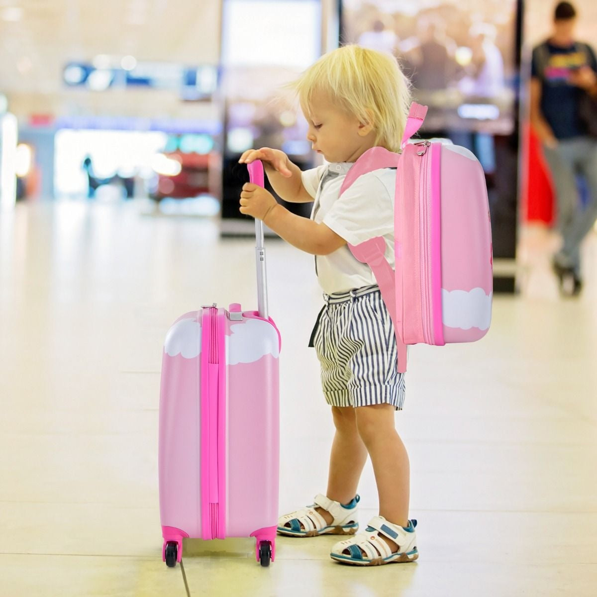 Coast 2-teiliger Kinderkoffer + Rucksack Kindertrolley - Hartschale Pink