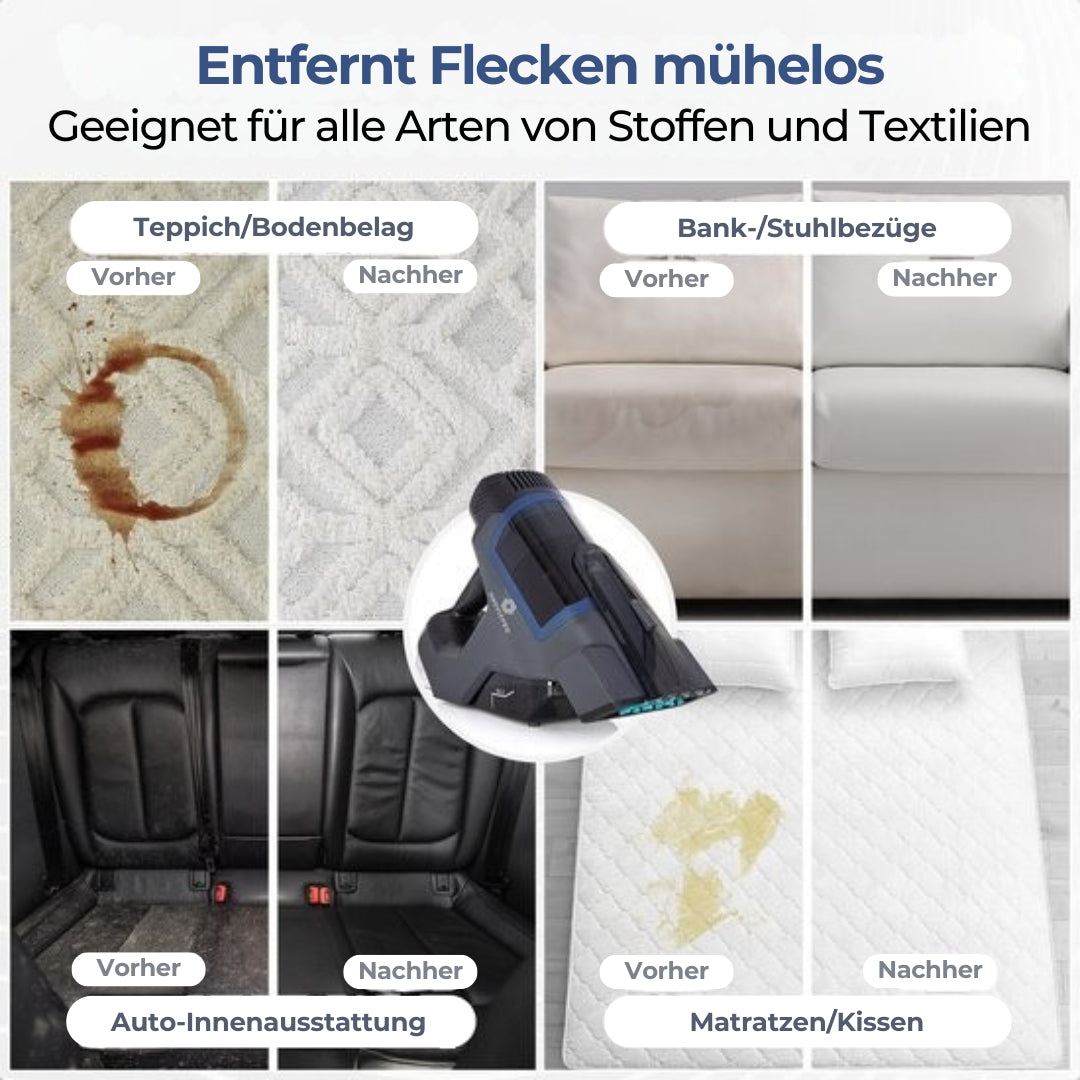 Innovixpro® Teppichreiniger - 2 Aufsätze - 45 Minuten Akkulaufzeit - Kabellos - Schwarz