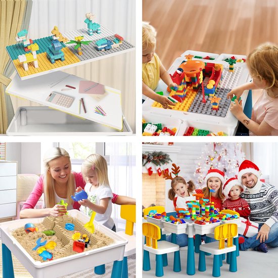 Qwali Kinderspieltisch mit Stühlen - Geeignet für Duplo, Wasser und Sand - Aktivitäten - Set - Zeichentisch - Für Jungen und Mädchen - Für Kleinkinder - Spieltisch - Schreibtisch - Kinder - Tisch - Möbel