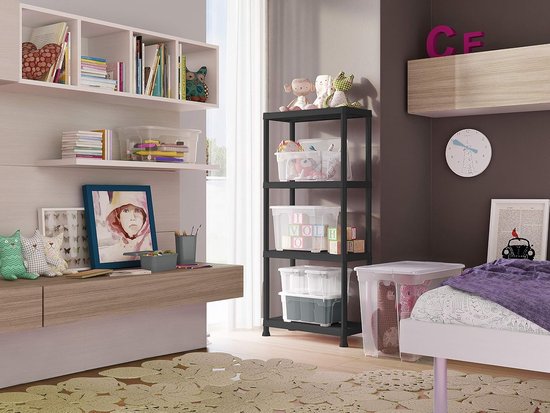 Keter Regal Plus 60/4 – Aufbewahrungsregal mit 4 Einlegeböden – 60 x 30 x 135 cm – Schwarz