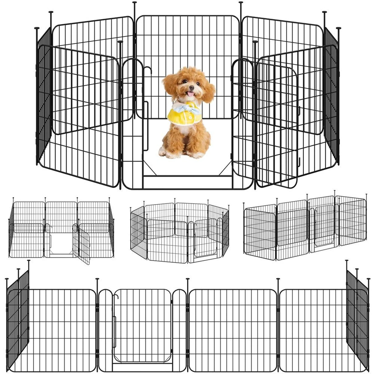 Yaheetech – Sicherer und flexibler Hundepark mit 8 Elementen, 60 cm – Mattschwarz – Metall