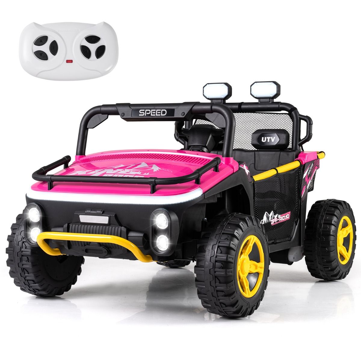 Coast Kinderauto mit Fernbedienung – 2 Sitze – Musik und LED-Beleuchtung – schwarz