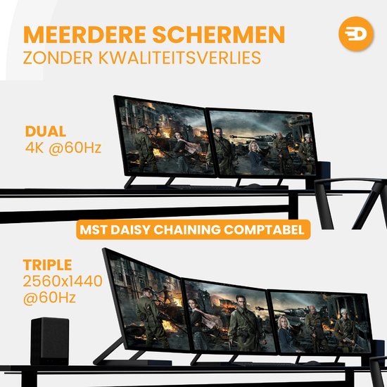 Drivv. Displayport-Kabel - 8K 60Hz - 4K 144 Hz - 32.4GBps - Displayport 1.4 - DP-Kabel - 2 Meter - Modern Grey
