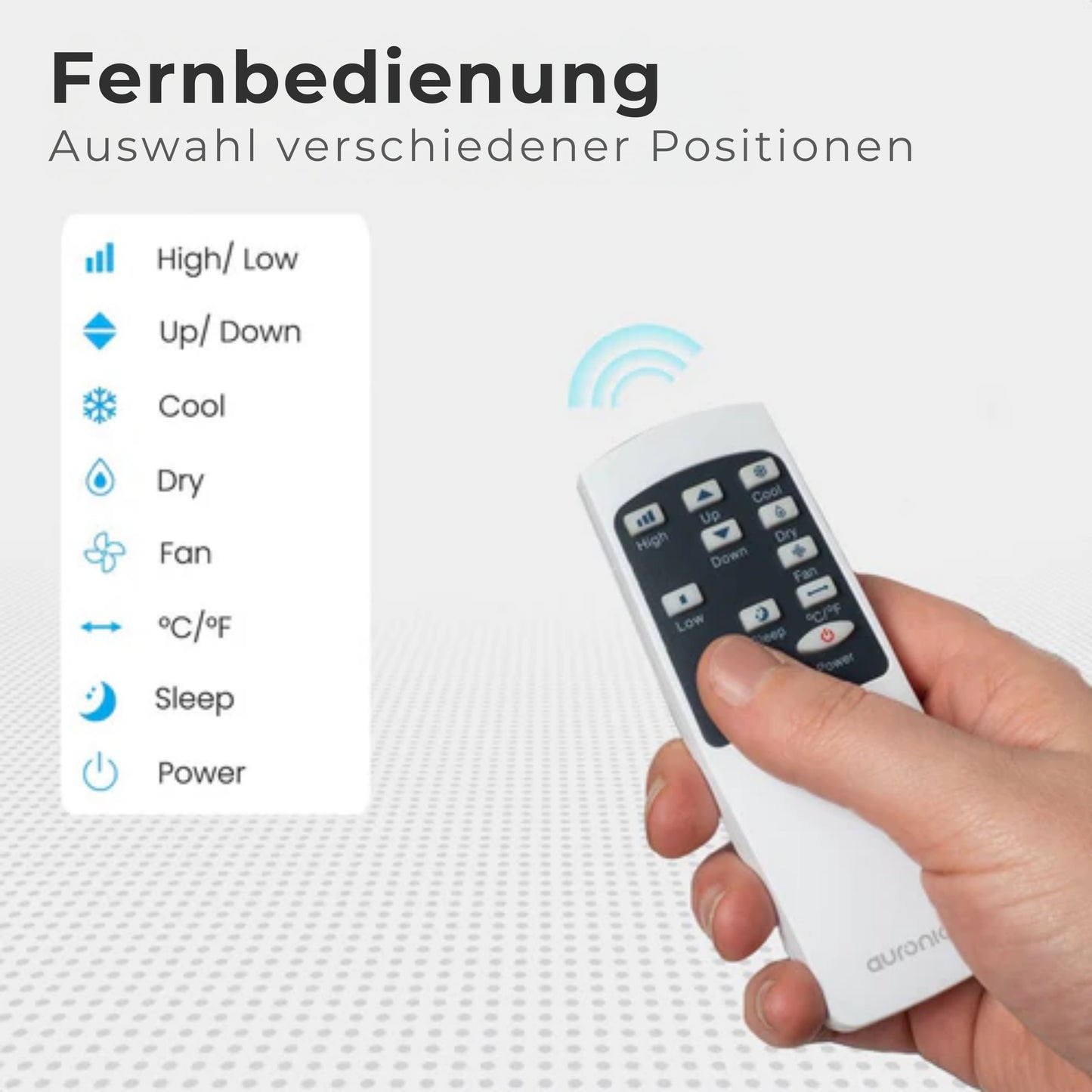 Auronic Mobile Klimaanlage - 4 Stufen - Mit Fernbedienung und Fensterdichtungssatz - Für 15-35 m2 - Weiß