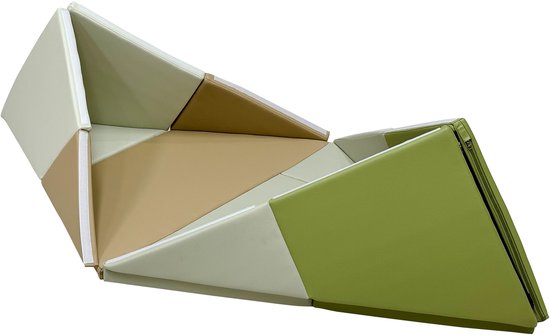 Sunny Davi Foam Spielset – Zusammenklappbare Schaumstoffmatte – Bausatz, Zelt & Spielmatte – Spielzelt in Beige und Grün – Softplay – Montessori-Spielzeug – Ab 12 Monaten – Sicheres Spielen