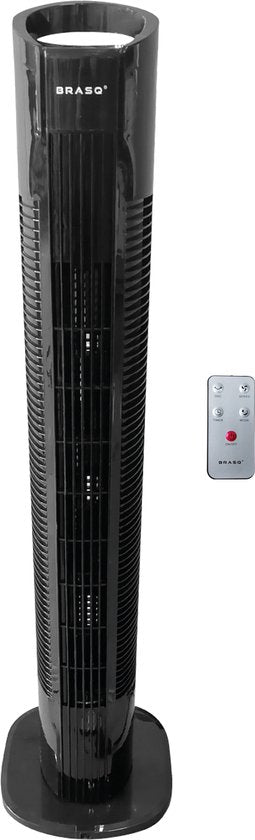 BRASQ - Turmventilator F500 mit Fernbedienung - 80 cm hoch - Timer & Schlafmodus - 50W - schwarz