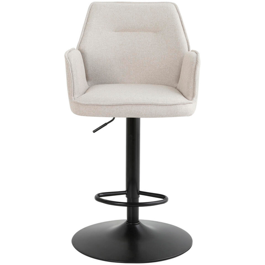 Barhocker Raffy Beige - verstellbar & drehbar - mit Armlehnen - bequemer Stoffsitz - modernes Design