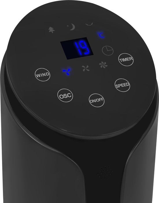 VONROC Luxury Fan - Turmventilator - Höhe 86 cm - Inkl. Fernbedienung - 3 Geschwindigkeiten - Schwenkfunktion - 15-Stunden-Timer - Schwarz