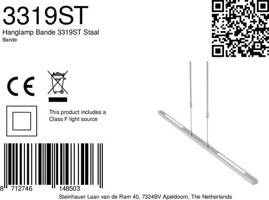 Steinhauer - Pendelleuchte - Bande - Stahl - Kunststoff Metall - Designleuchte - LED - 3319ST