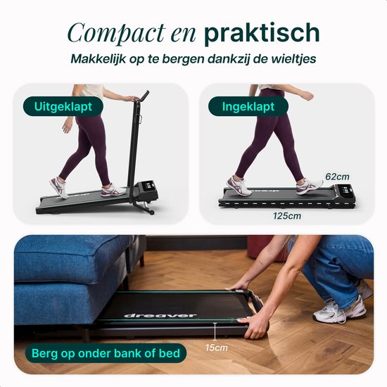 Dreaver Elevate Pro – 2-in-1-Laufband, zusammenklappbar, 12 km/h, mit 9 % Steigungsfunktion – inklusive App und Zubehör – Laufband – Treadmill – Walking-Band – Walking Pad – für zu Hause