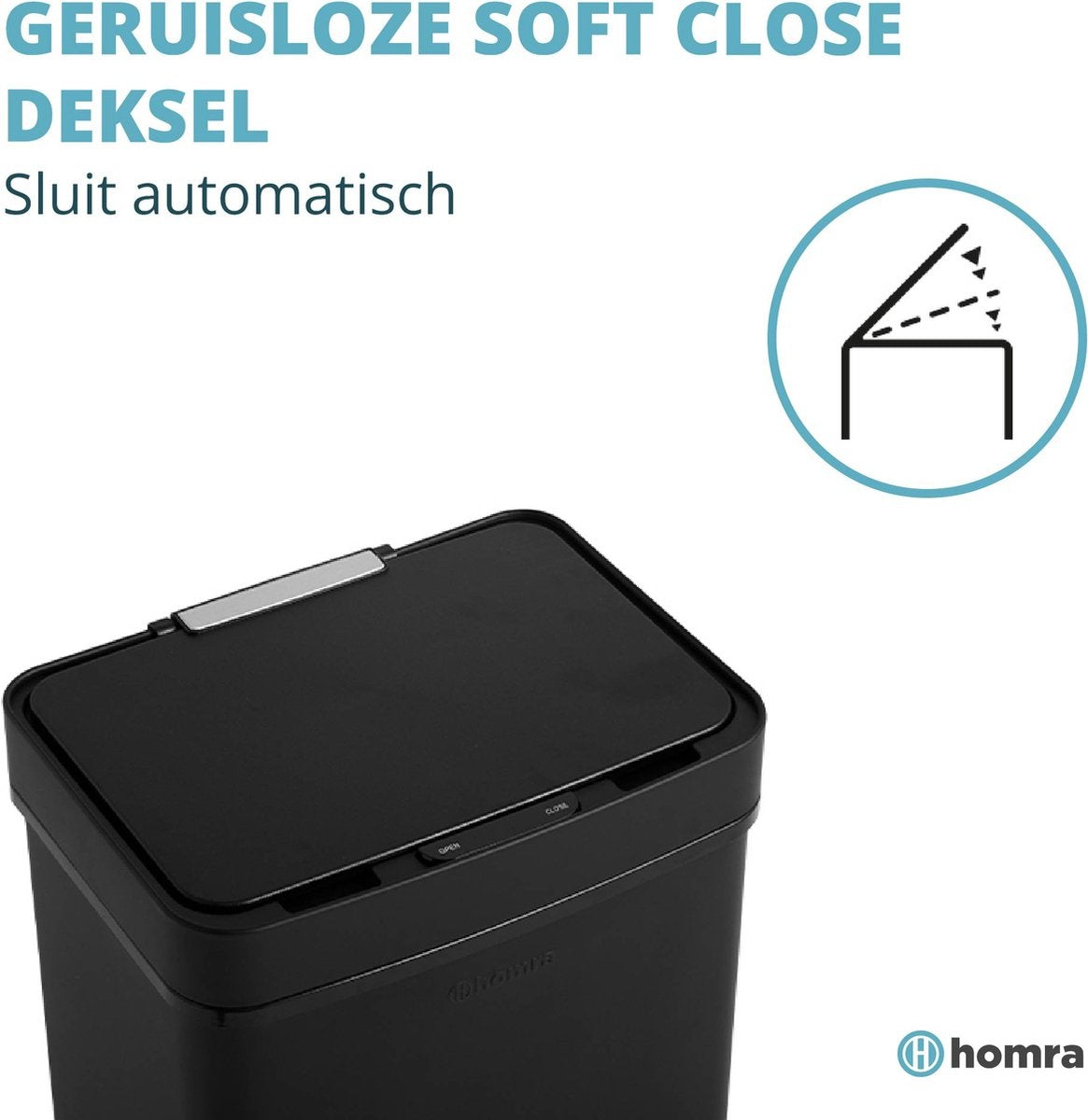 Homra NEXO Sensor-Abfalltrennbehälter Schwarz 72 Liter - 3 Fächer - 2x12L + 48L - Infrarot-Sensor
