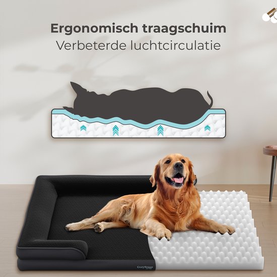 CozySense® Orthopädischer Hundekorb - 75 x 45 cm - Größe M - Wasserdichtes Hundebett mit waschbarem Bezug - Geeignet als Sitzkissen - Schwarz