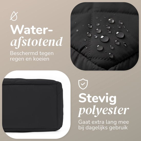 Mommsy Wickeltasche – Wickeltasche – Mom Bag – Thermofach – Gesteppter Puffer-Stoff – Mommy Bag – Besonders geräumig – Wasserabweisend – Organizer – Leicht – Schwarz