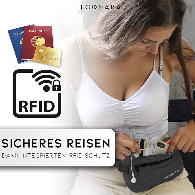 loonara Reise-Hüfttasche grau 2tlg.