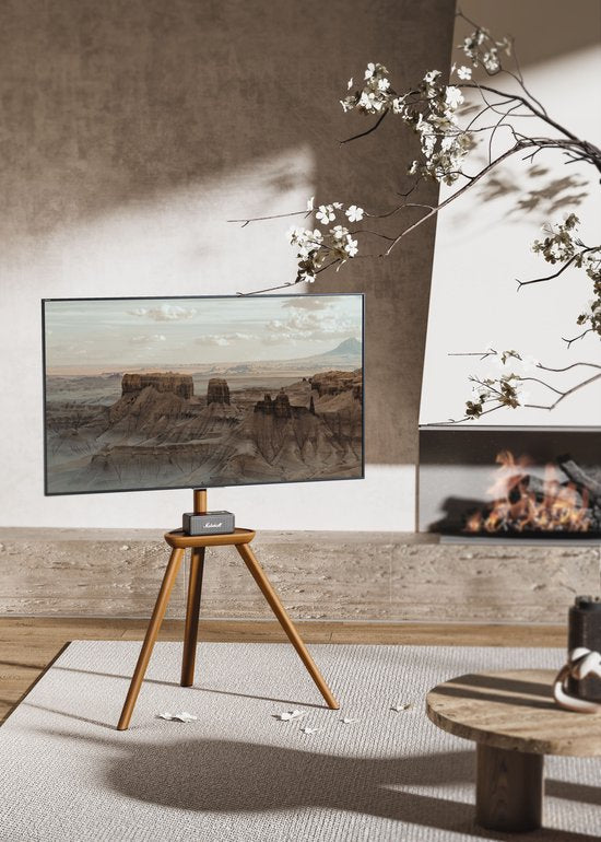 VDD TV-Ständer - Bodenständer - Studio-Stativ - Staffelei Design - bis zu 65 Zoll - Braun