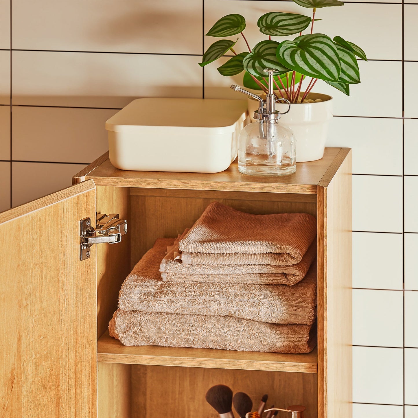 SoBuy BZR175-N Hoher schmaler Badezimmerschrank, Hängeschrank, Natur, 35 x 120 x 30 cm