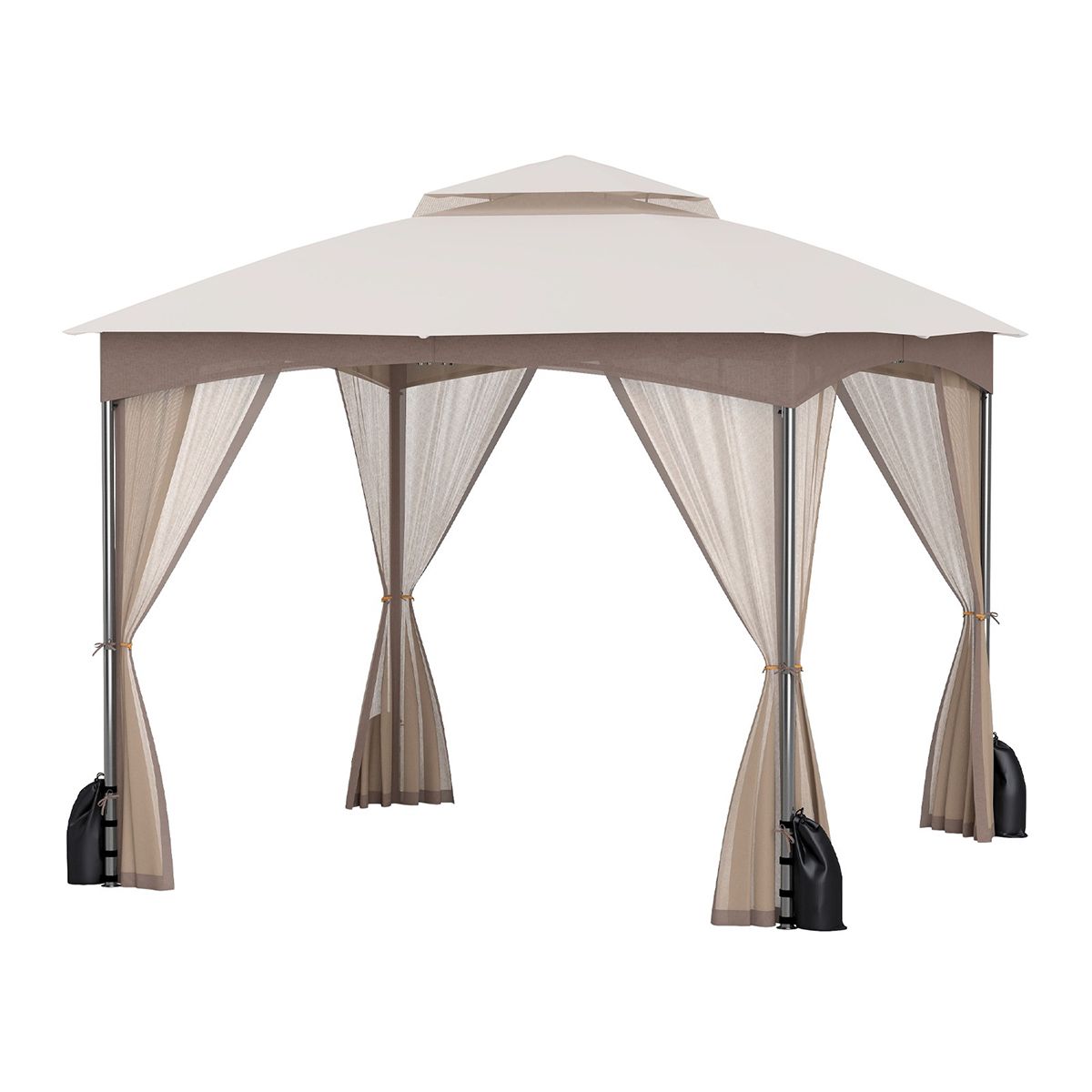 Coast Gartenpavillon – Doppeldach – Moskitonetz und Sandsäcke – Khaki 3 x 3 m