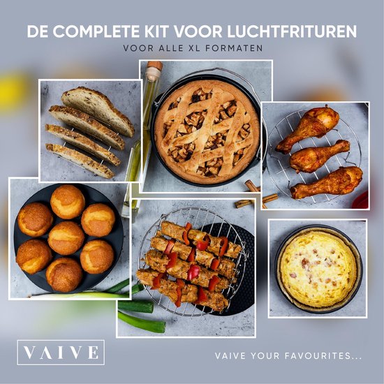 VAIVE Heißluftfritteuse Zubehör Set - Passend für alle Airfryer XL und XXL - ⌀ 20 cm